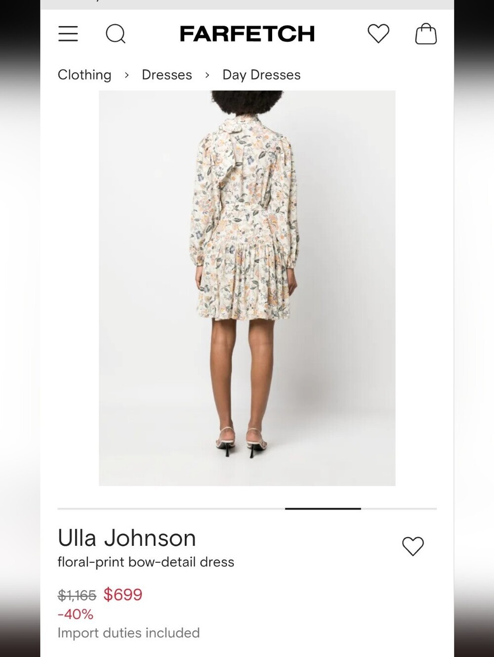 Ulla Johnson Lula Silk Floral-print Minidress W/ a bow detail Size 10 - Picture 9 of 9